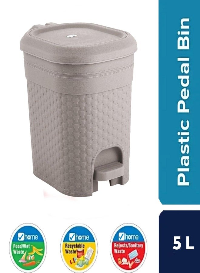 Moltres Plastic - Kleno 5 Ltr. Mini Dustbin - Ideal For Home, Kitchen & Office Manual-Lift - Size (18cmx16cmx20cm), Grey - Image 5